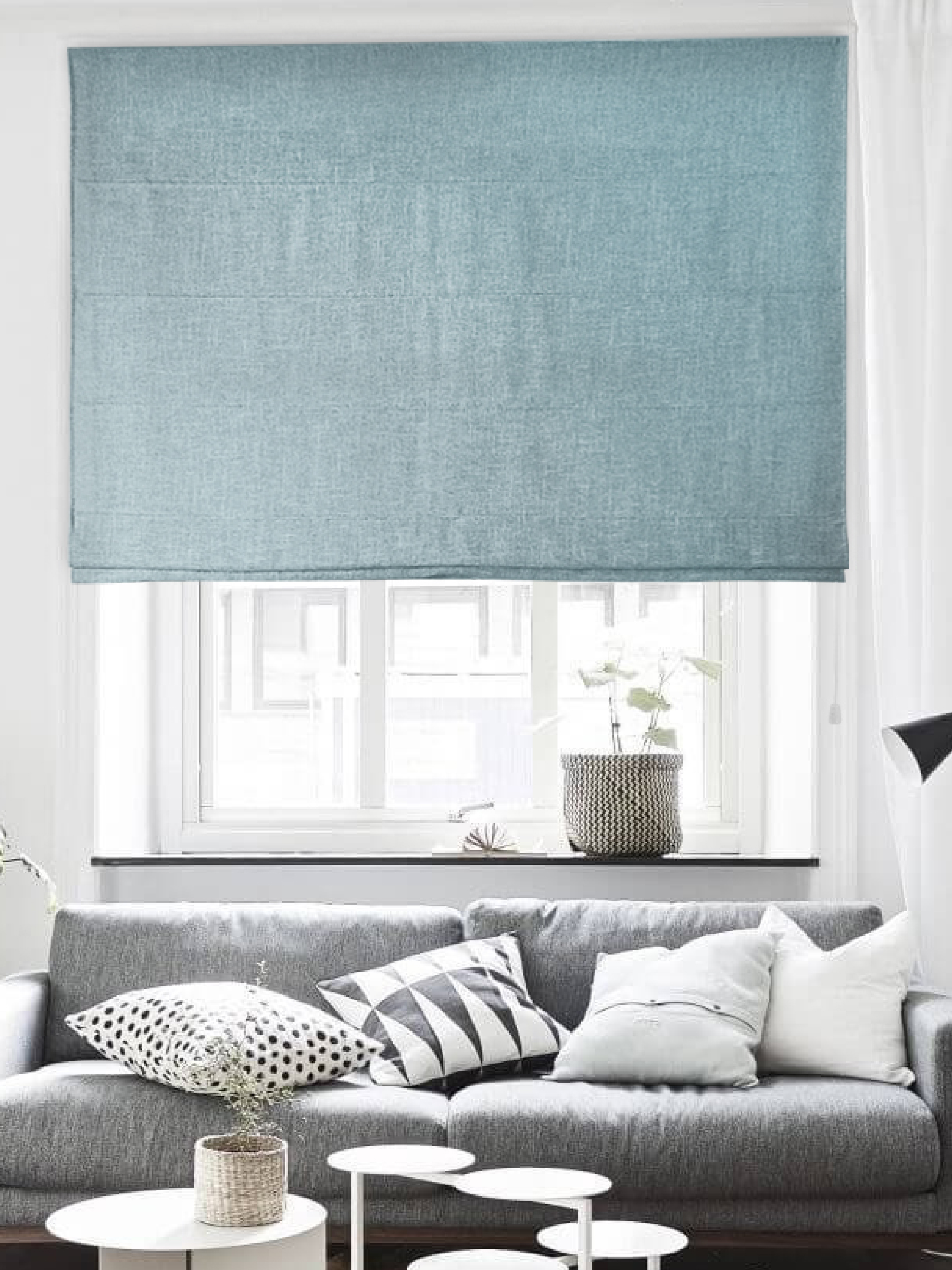 Римская штора Эдит цвет лазурный веревочный механизм 40x160 см