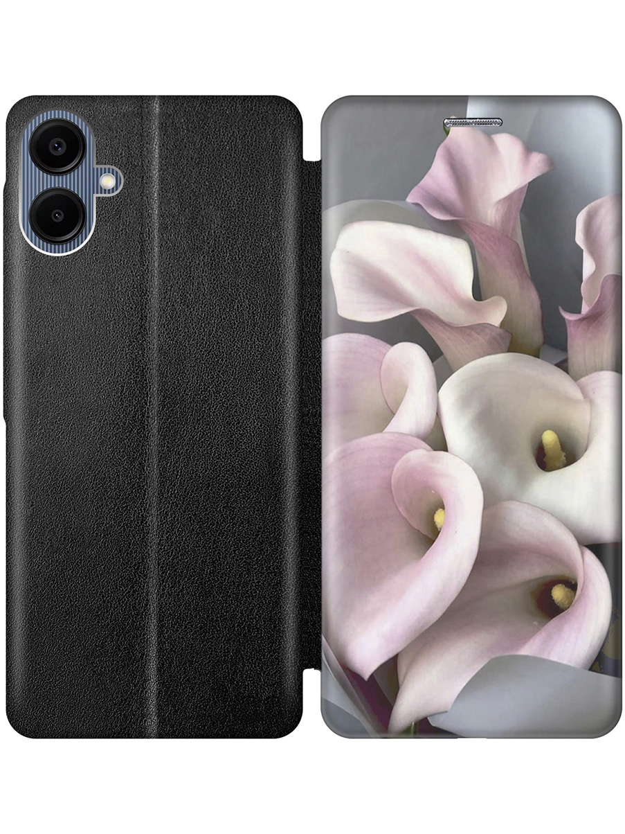 

Чехол-книжка на Samsung Galaxy A06 с принтом "Розовые каллы" черный, Черный;розовый, 786717522