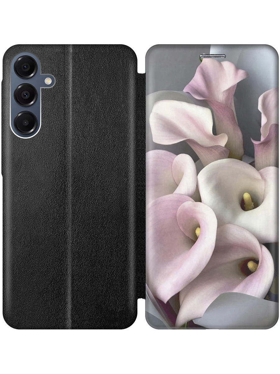 

Чехол-книжка на Samsung Galaxy A16 с принтом "Розовые каллы" черный, Черный;розовый, 786721722