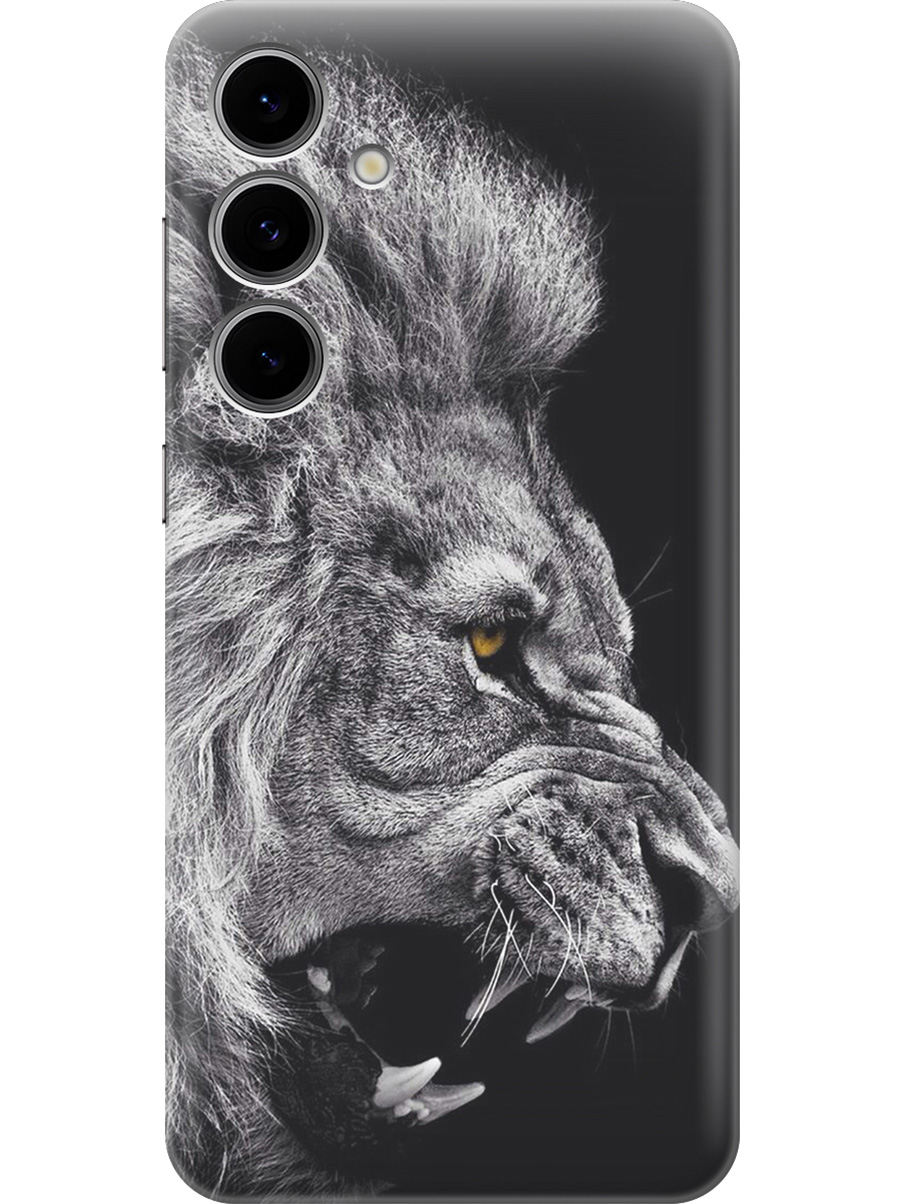 

Силиконовый чехол на Samsung Galaxy S24 FE с принтом "Морда льва", Прозрачный;серый;черный, 786718113
