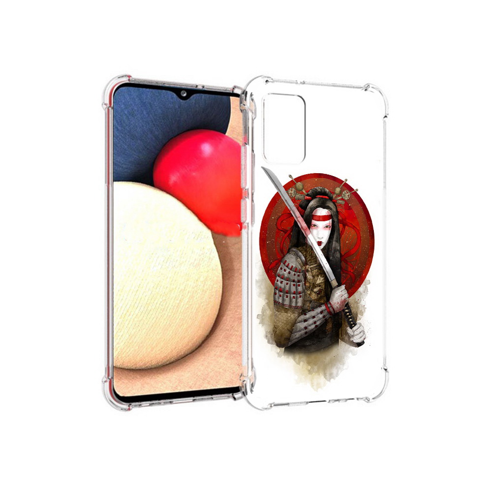 

Чехол MyPads Tocco для Samsung Galaxy A02s рисованная девушка с катаной (PT156738.479.580), Прозрачный, Tocco