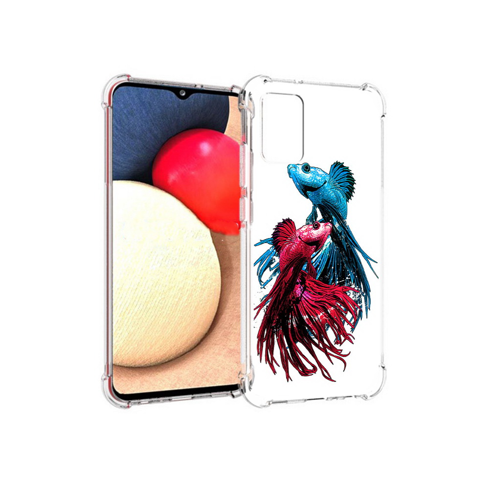 

Чехол MyPads Tocco для Samsung Galaxy A02s рыбы петушки (PT156738.479.592), Прозрачный, Tocco