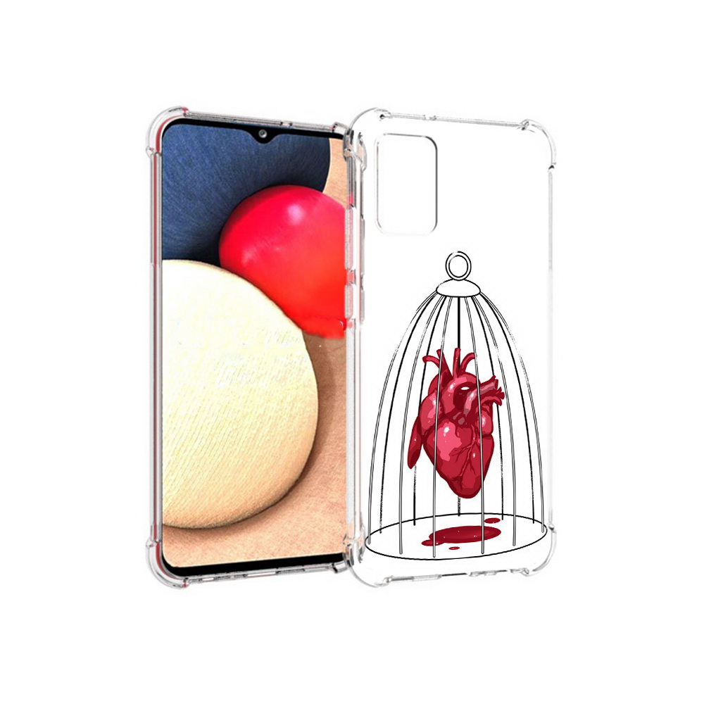 

Чехол MyPads Tocco для Samsung Galaxy A02s сердце в клетке (PT156738.479.597), Прозрачный, Tocco
