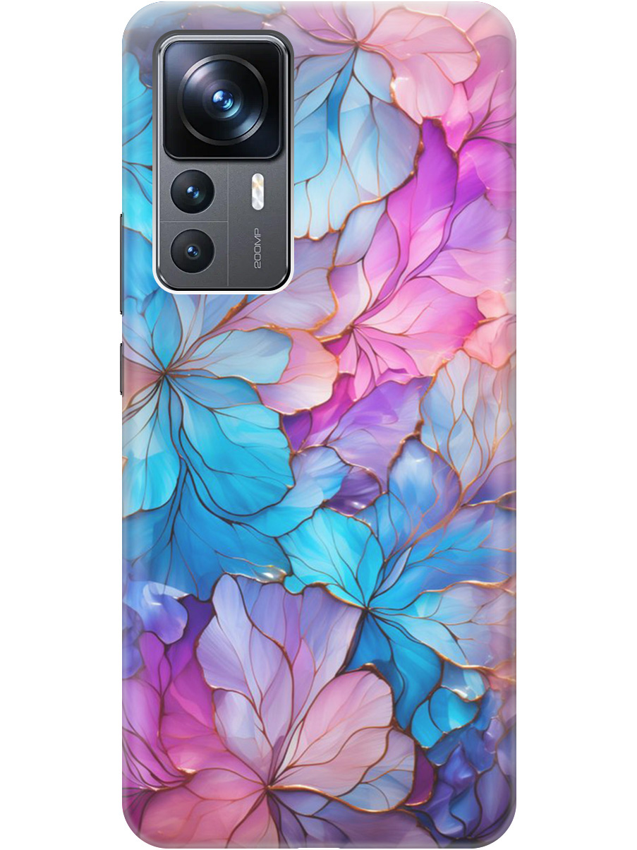

Силиконовый чехол на Xiaomi 12T/12T Pro с рисунком "Цветочный витраж", Голубой;розовый, 20000582