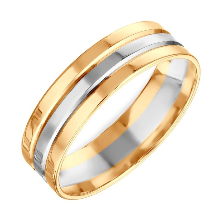 

Кольцо обручальное из красного золота/белого золота р. 21 ЯХОНТ Золотой 153388, 153388