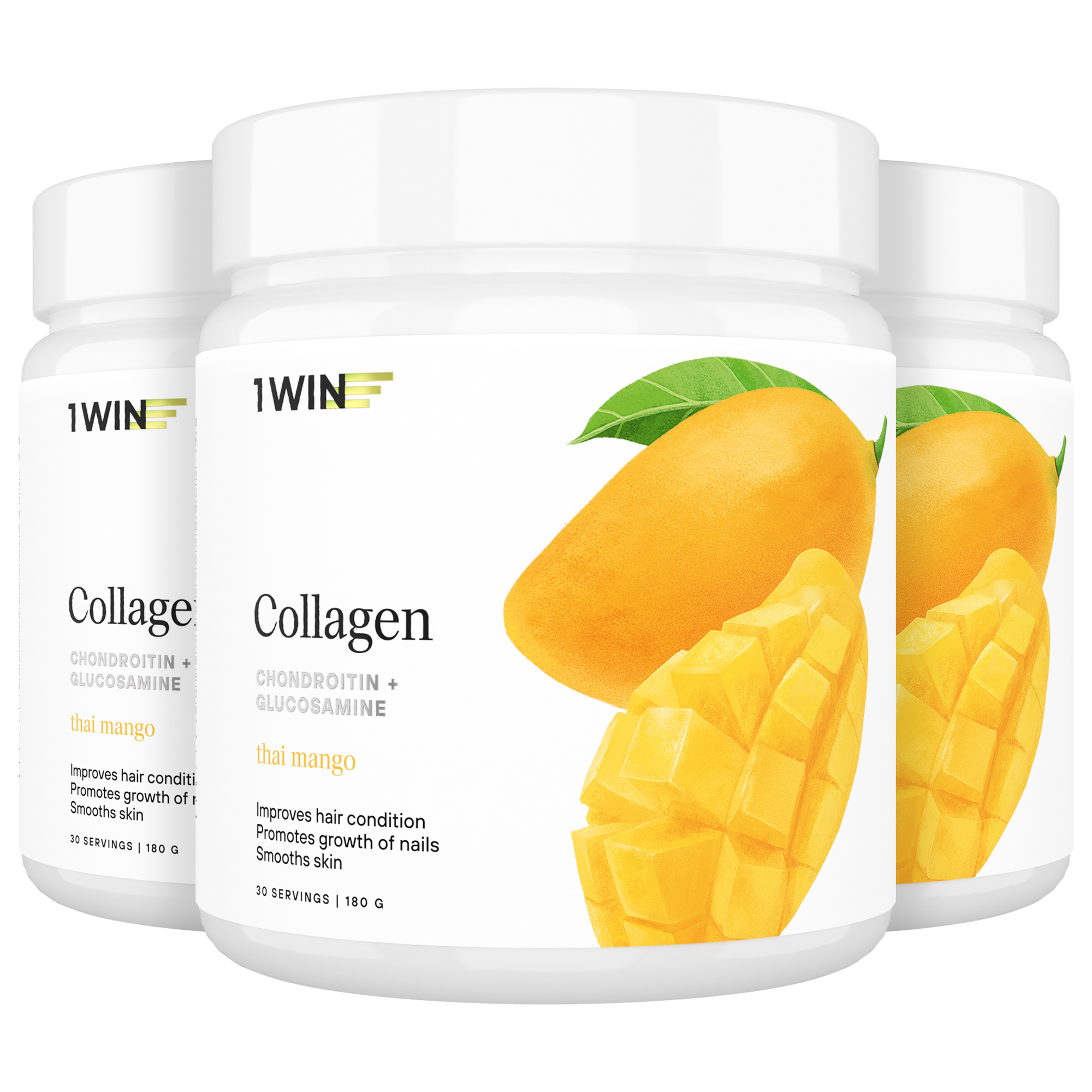 Набор 1WIN Collagen + Chondroitin + Glucosamine, Манго, 180 гр., 3 шт.,