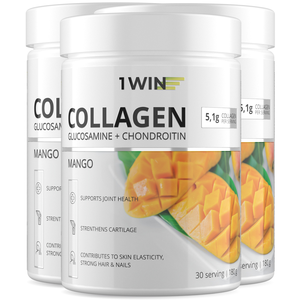 Набор 1WIN Collagen + Chondroitin + Glucosamine, Манго, 180 гр., 3 шт.,