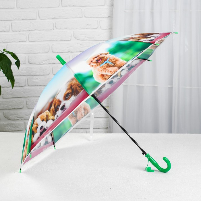 Зонт детский полуавтоматический «Милые зверюшки», r=41см, со свистком, цвет МИКС зонт трость полуавтоматический