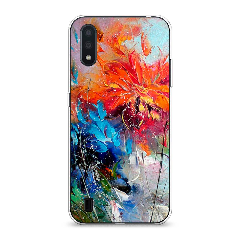 

Чехол на Samsung Galaxy A01 "Абстрактные цветы", Оранжевый;синий, 29550-4