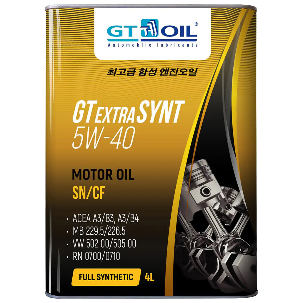 фото Моторное масло gt oil gt extra synt 5w-40 синтетическое 4 л 8809059407417