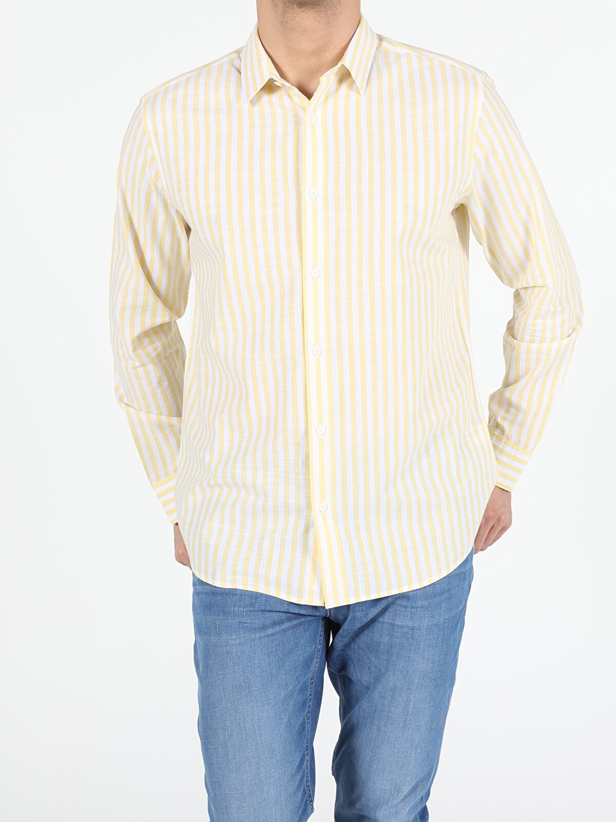 Рубашка мужская Colins CL1054242_Q1.V1YL желтая XL