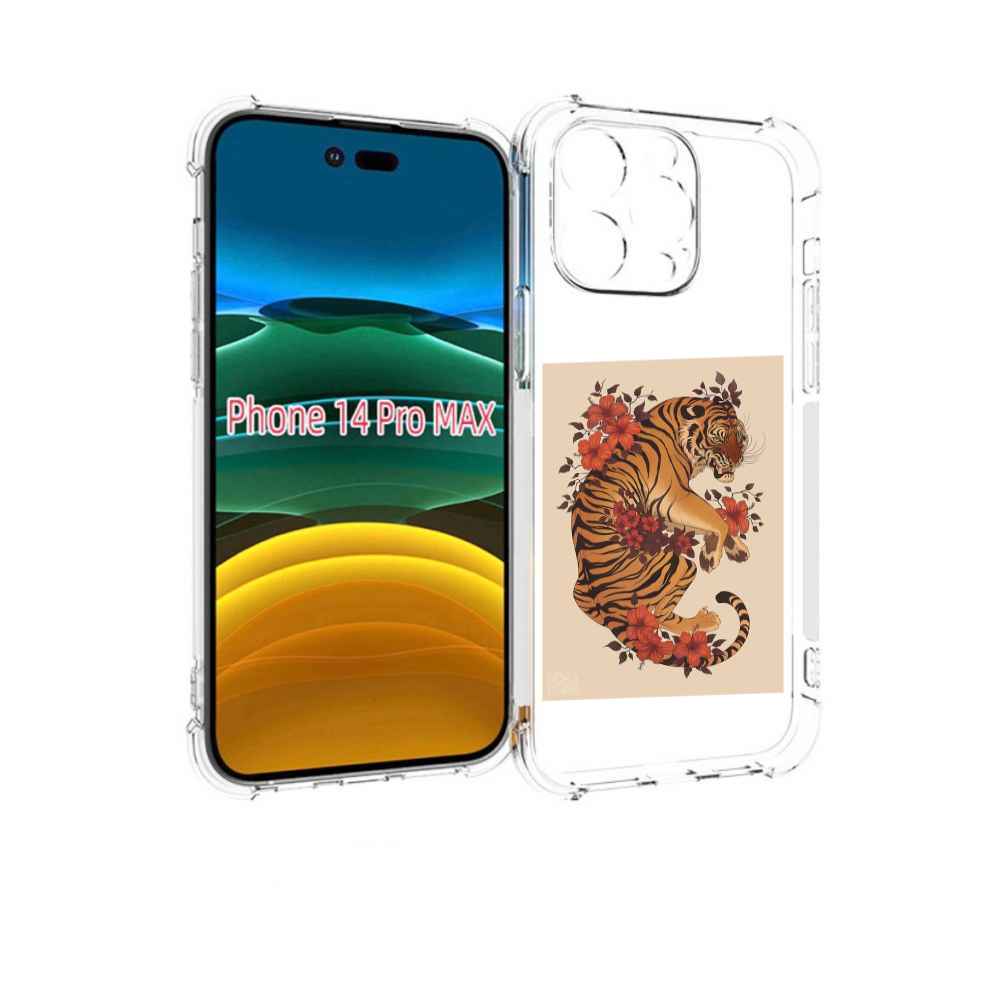 

Чехол MyPads злой-тигр-с-цветами для iPhone 14 Pro Max, Прозрачный, Tocco