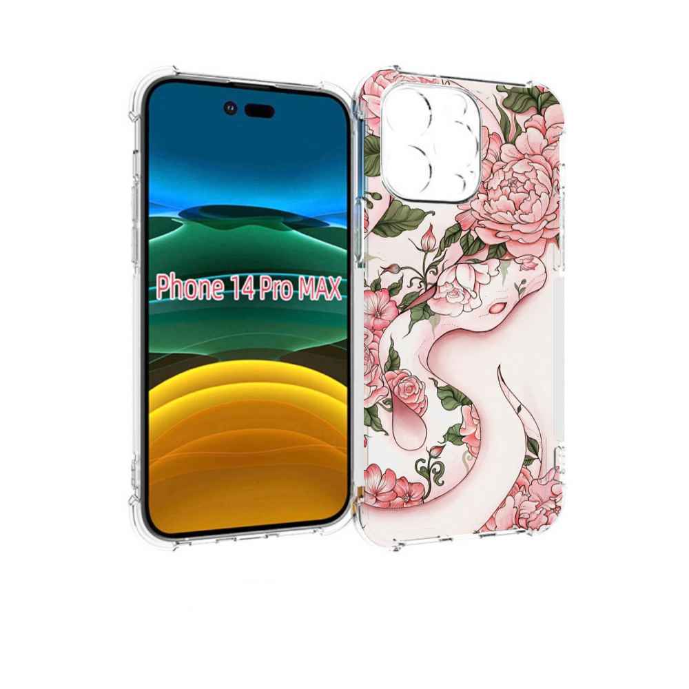

Чехол MyPads змея-в-розовых-цветах женский для iPhone 14 Pro Max, Прозрачный, Tocco