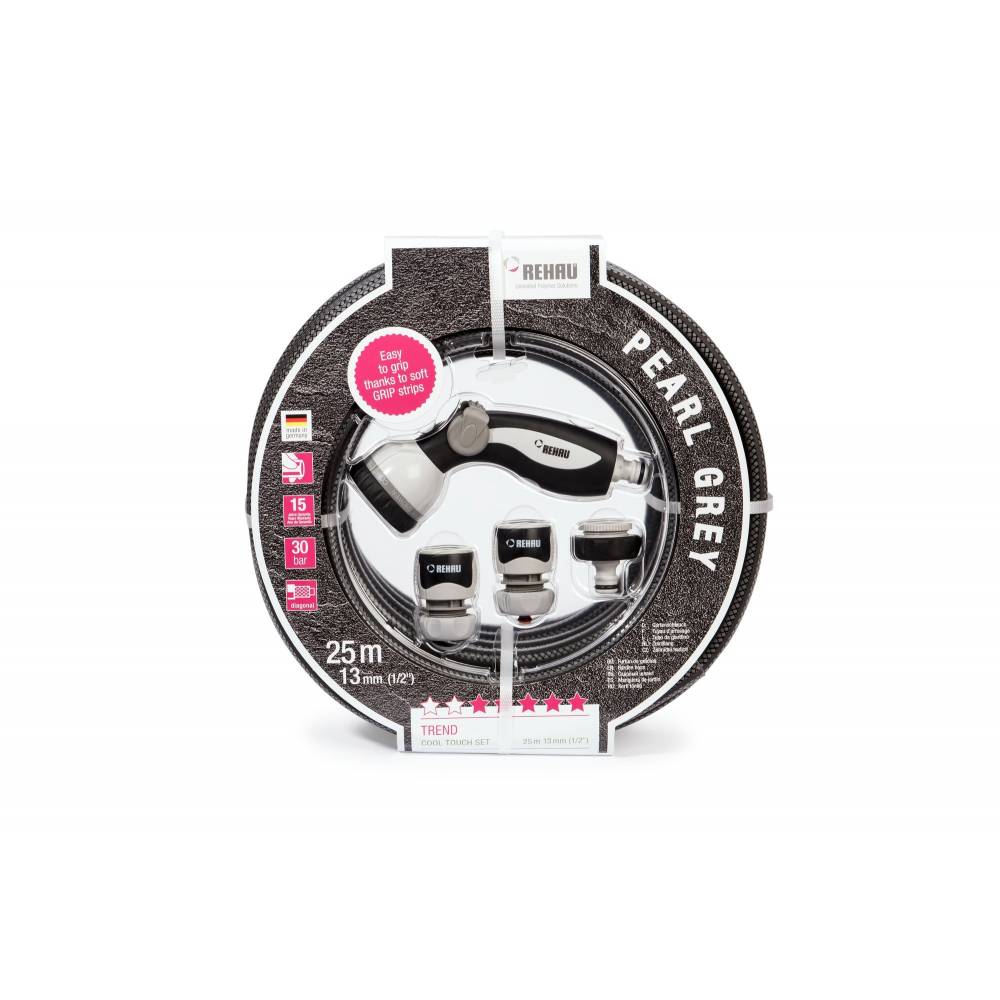 

Садовый шланг COOL TOUCH Pearl Grey в наборе с арматурой 13 мм 1/2", 25м