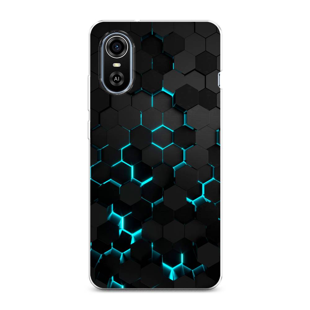 фото Силиконовый чехол "соты бирюзовые" на zte blade a31 plus awog