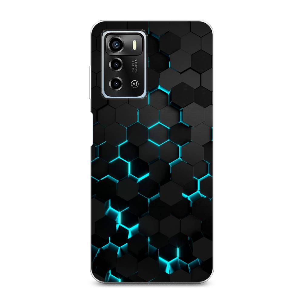 фото Силиконовый чехол "соты бирюзовые" на zte blade a72 awog