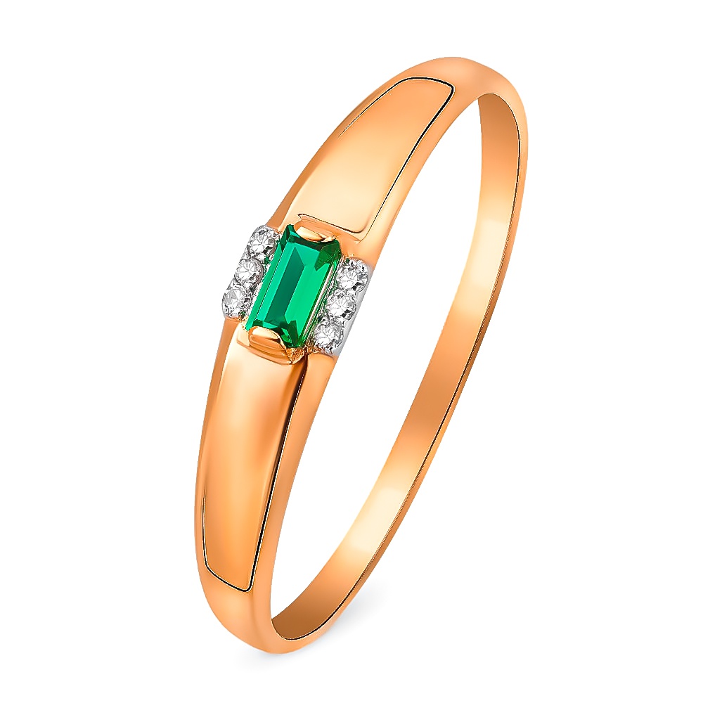 

Кольцо из золота р.  585Gold 4300099562, изумруд искусственный\бриллиант, 4300099562