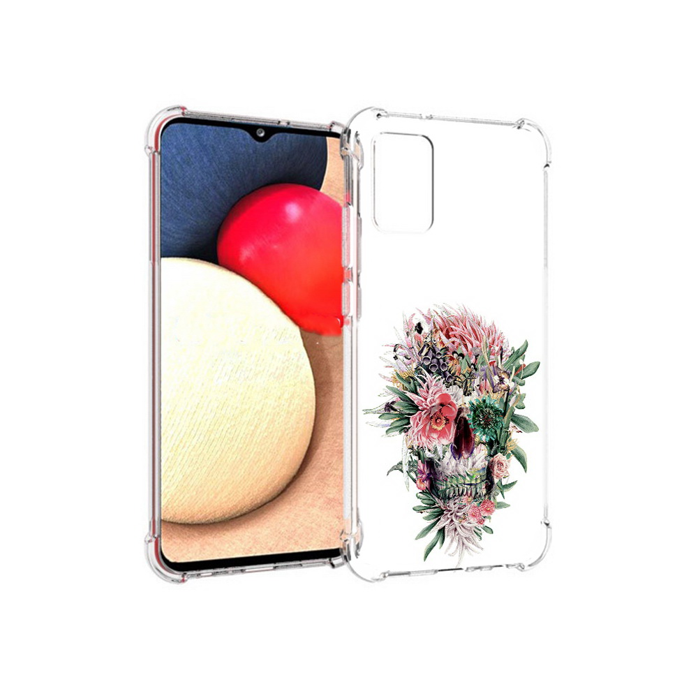 

Чехол MyPads Tocco для Samsung Galaxy A02s череп из цветов (PT156738.479.677), Прозрачный, Tocco