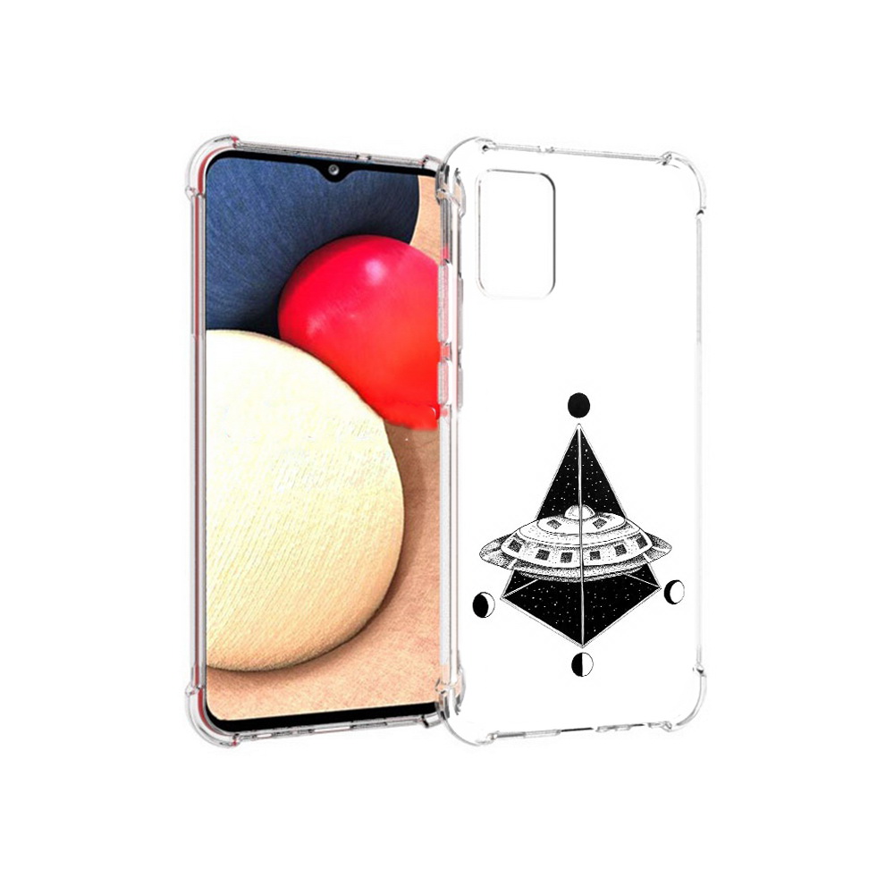 

Чехол MyPads Tocco для Samsung Galaxy A02s черно белая летающая тарелка (PT156738.479.679), Прозрачный, Tocco