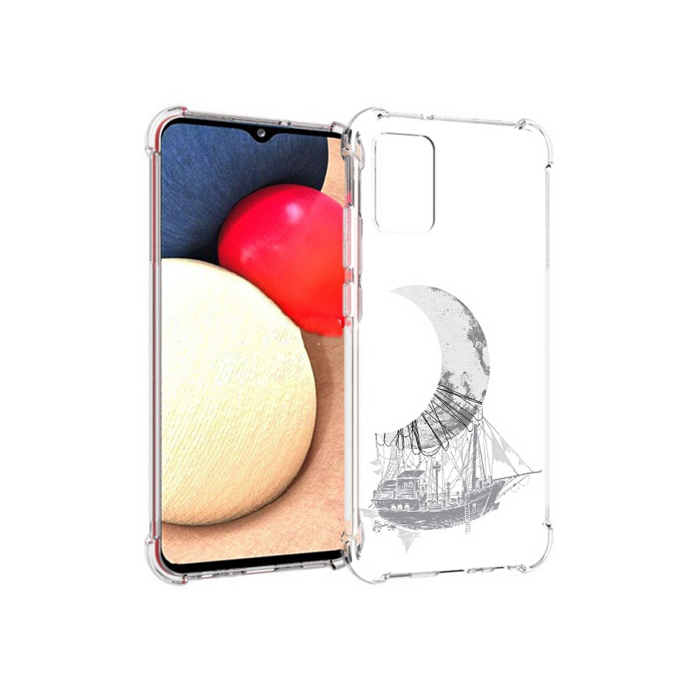 

Чехол MyPads Tocco для Samsung Galaxy A02s черно белый корабль полумесяц, Прозрачный, Tocco