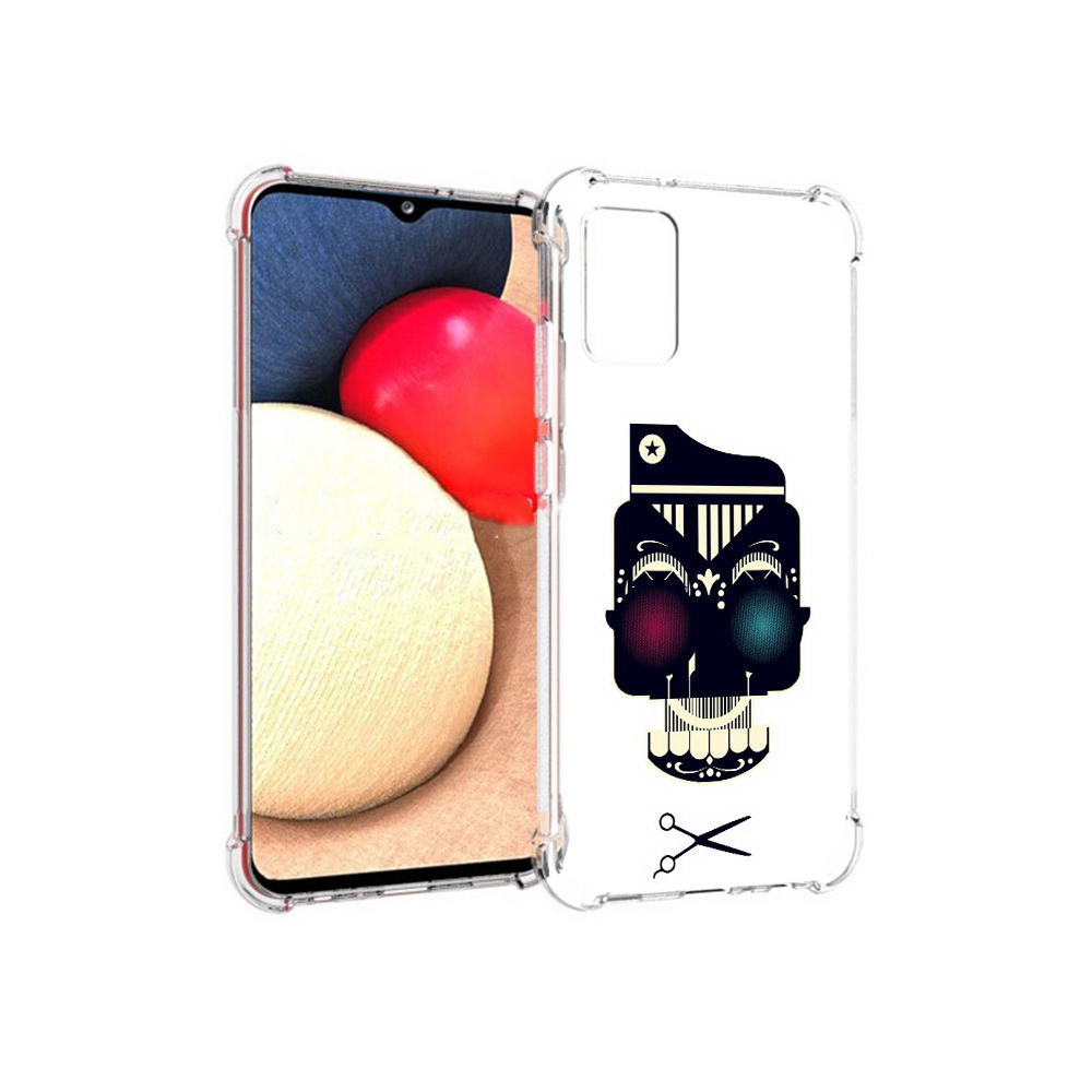 

Чехол MyPads Tocco для Samsung Galaxy A02s черно белый скелет с яркими глазами, Прозрачный, Tocco