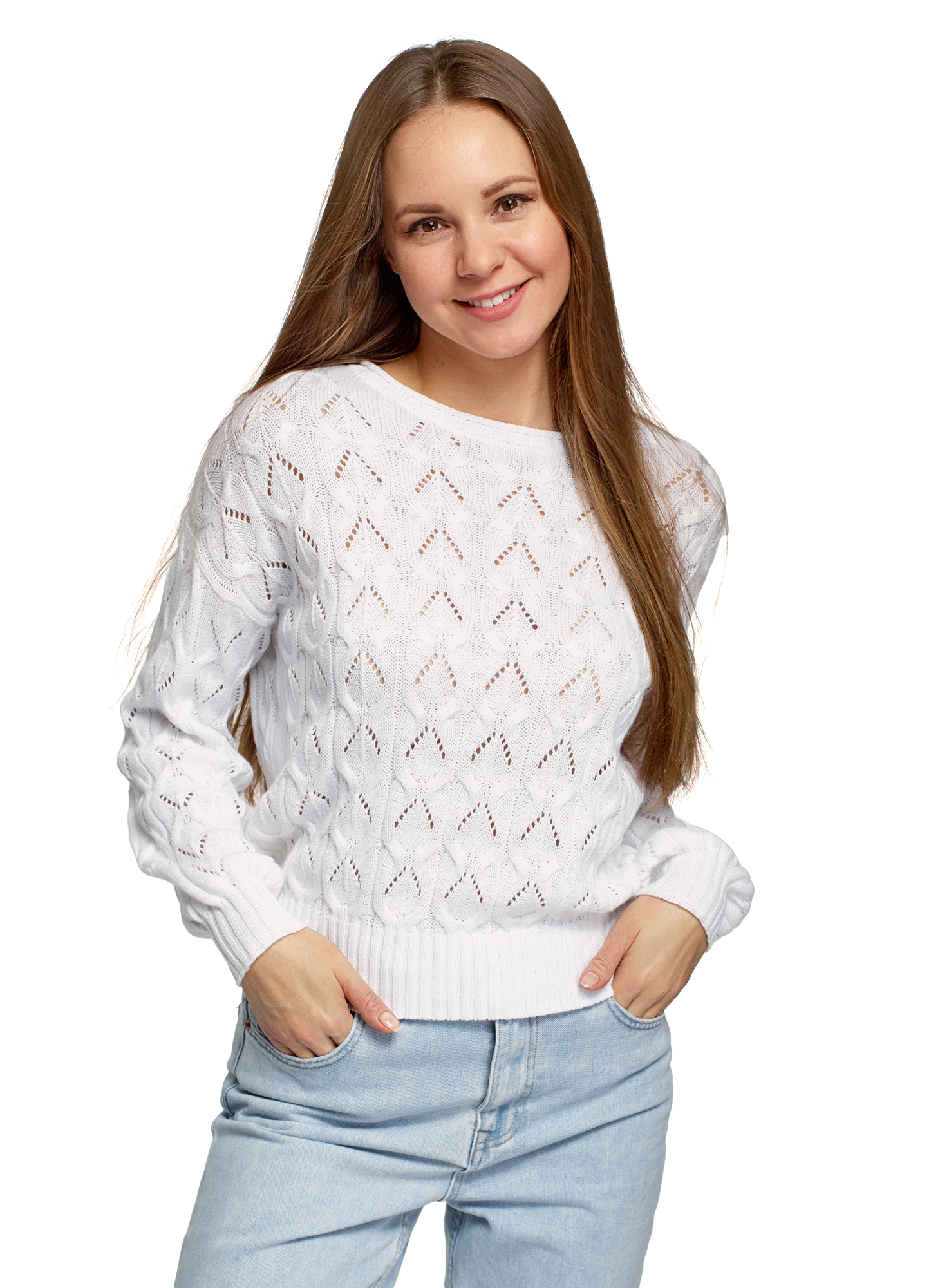 

Джемпер женский oodji 63807372 белый 2XL, 63807372