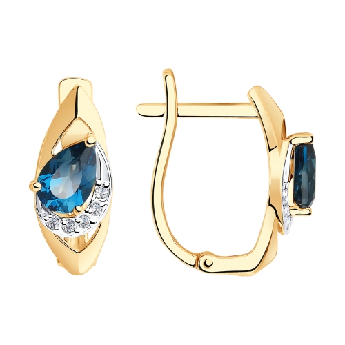 

Серьги из красного золота ЯХОНТ Золотой 220544, топаз/фианит, 220544