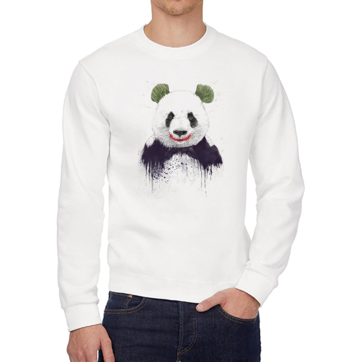 

Свитшот женский CoolPodarok Животные Панда Джокер Ухмылка белый 44 RU, 4W015914