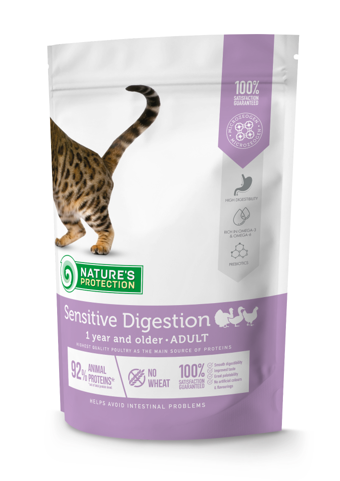 фото Сухой корм для кошек nature’s protection sensitive digestion, домашняя птица, 0.4кг