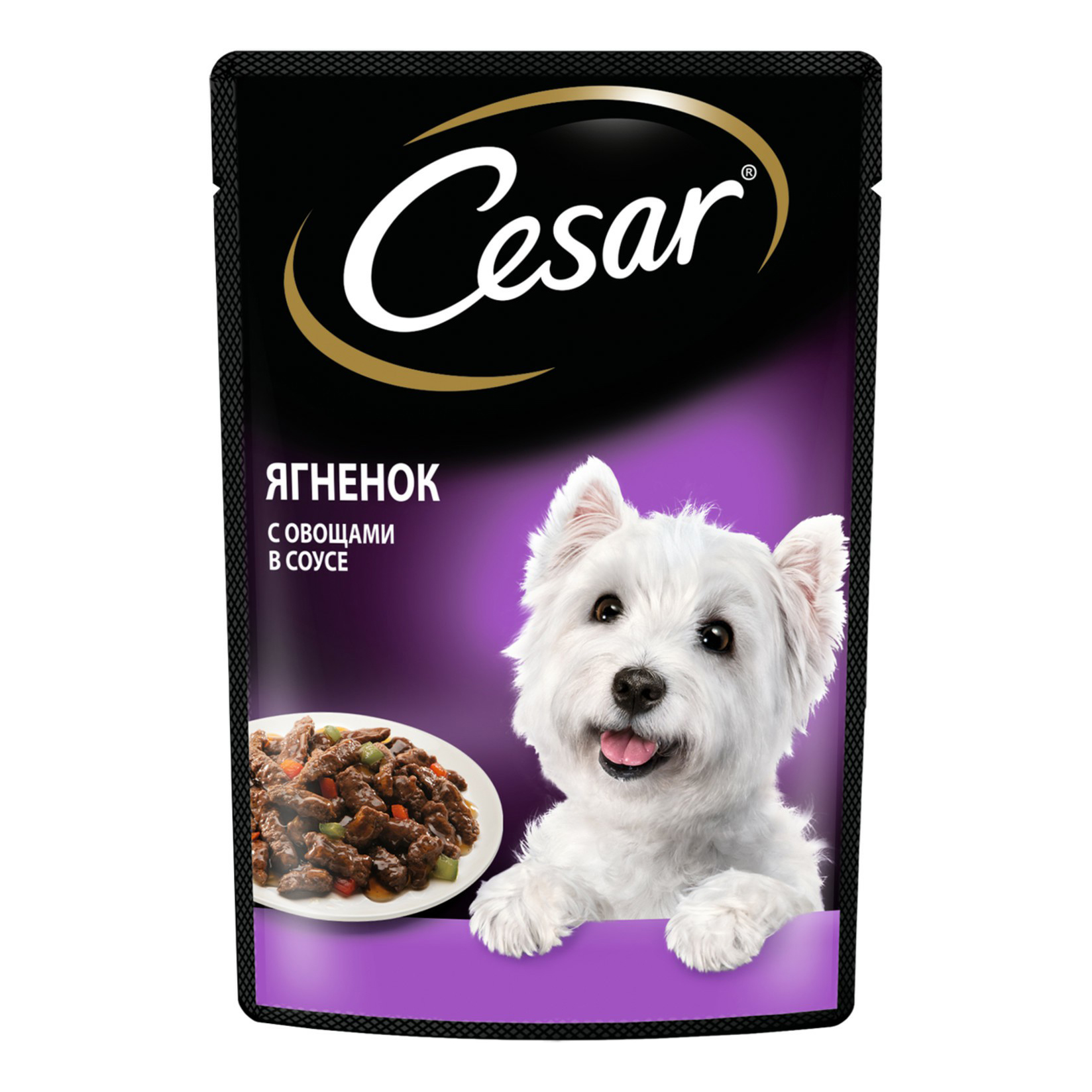 фото Влажный корм для собак cesar из ягненка с овощами 85 г