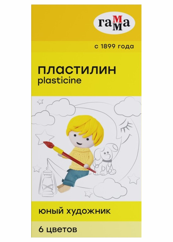 

Пластилин Гамма Юный художник со стеком 6 цветов, Белый;зеленый;синий;желтый;красный;черный