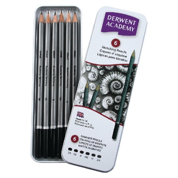 Набор чернографитовых карандашей Derwent Academy Sketching 6шт 3B-2H