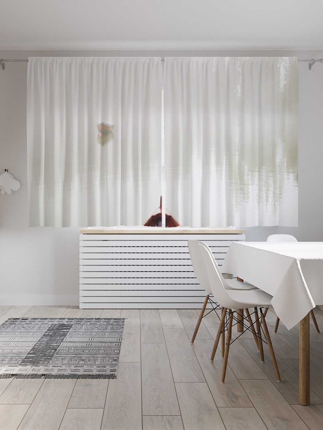 фото Шторы joyarty с фотопечатью "туманная река" из сатена, 290х180 см