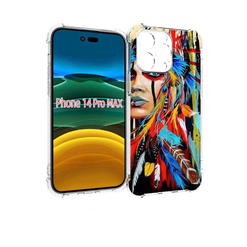 

Чехол MyPads индеец расписной для iPhone 14 Pro Max, Прозрачный, Tocco