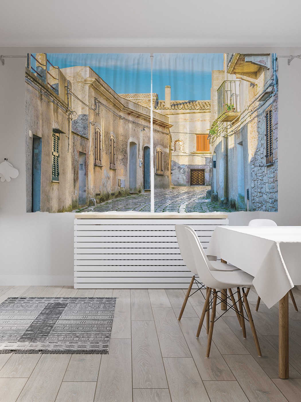 фото Шторы joyarty с фотопечатью "улица старого города" из сатена, 290х180 см