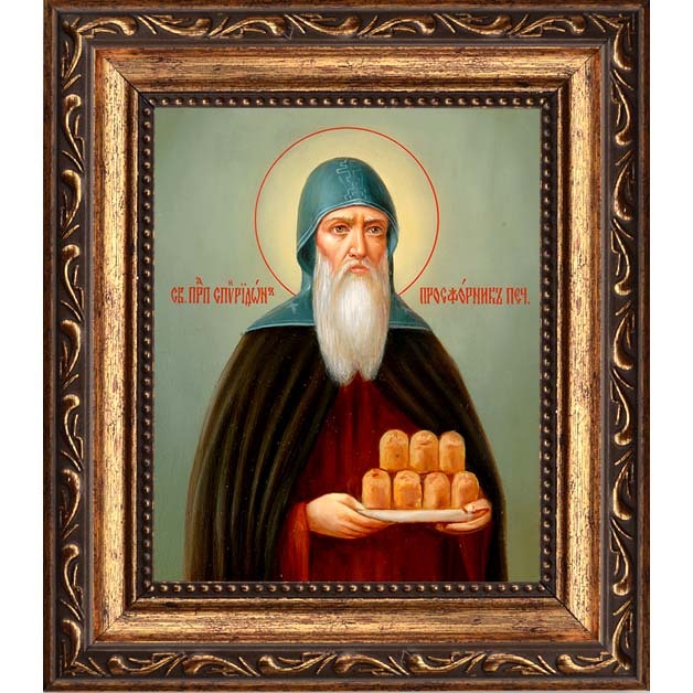 

Спиридон Печерский, преподобный просфорник. Икона на холсте.