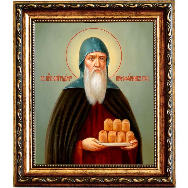

Спиридон Печерский, преподобный просфорник. Икона на холсте.
