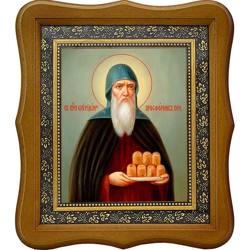 

Спиридон Печерский, преподобный просфорник. Икона на холсте.