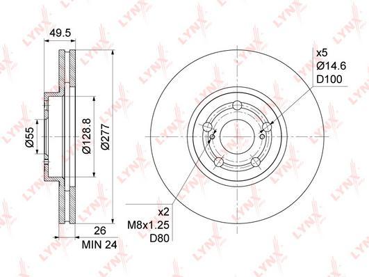 

Тормозный колодки LYNXauto передний для Toyota Avensis T25 1.6-2.4 03-08 BN1168