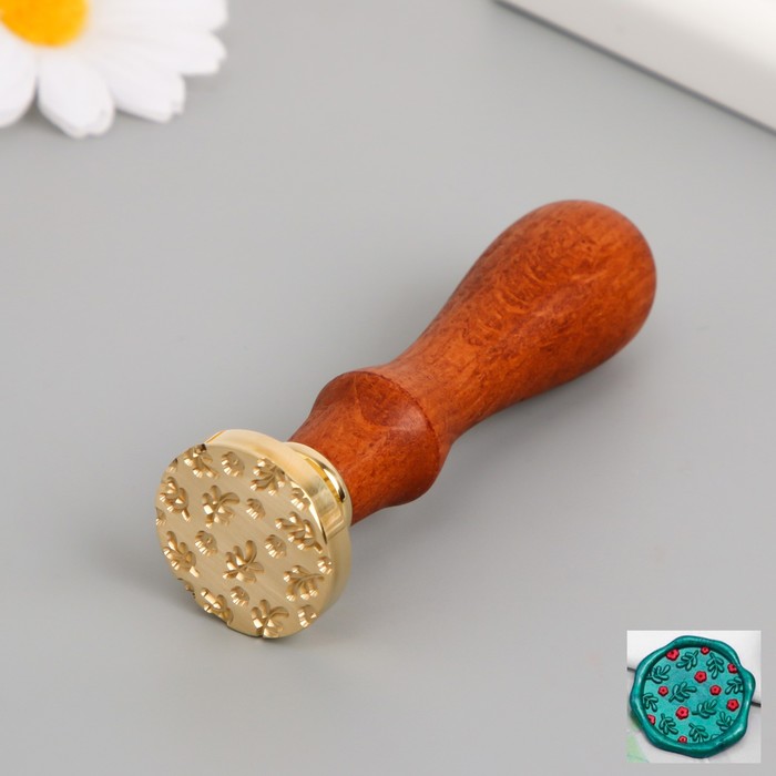 

Печать для сургуча Цветочки 9901701, с деревянной ручкой, 9х2,5х2,5 см, Коричневый