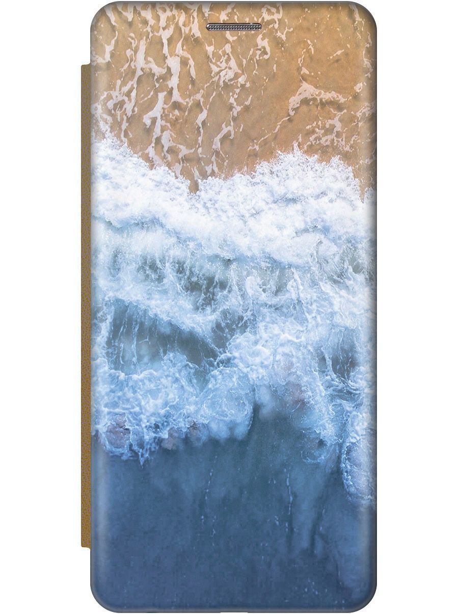 

Чехол-книжка на Samsung Galaxy A31 "Океанская волны" золотистый, Коричневый;синий, 9519