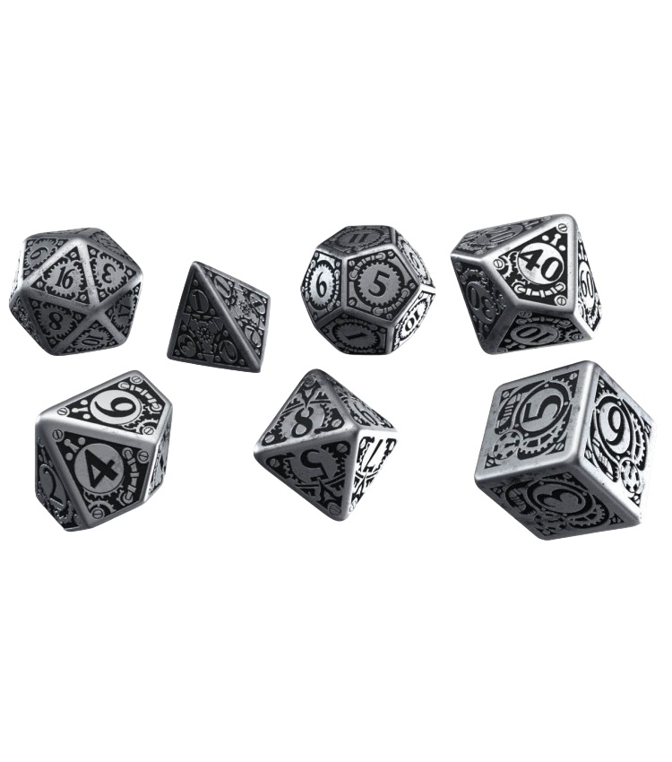 

Набор игральных костей Metal Steampunk Dice Set 7, Серебристый
