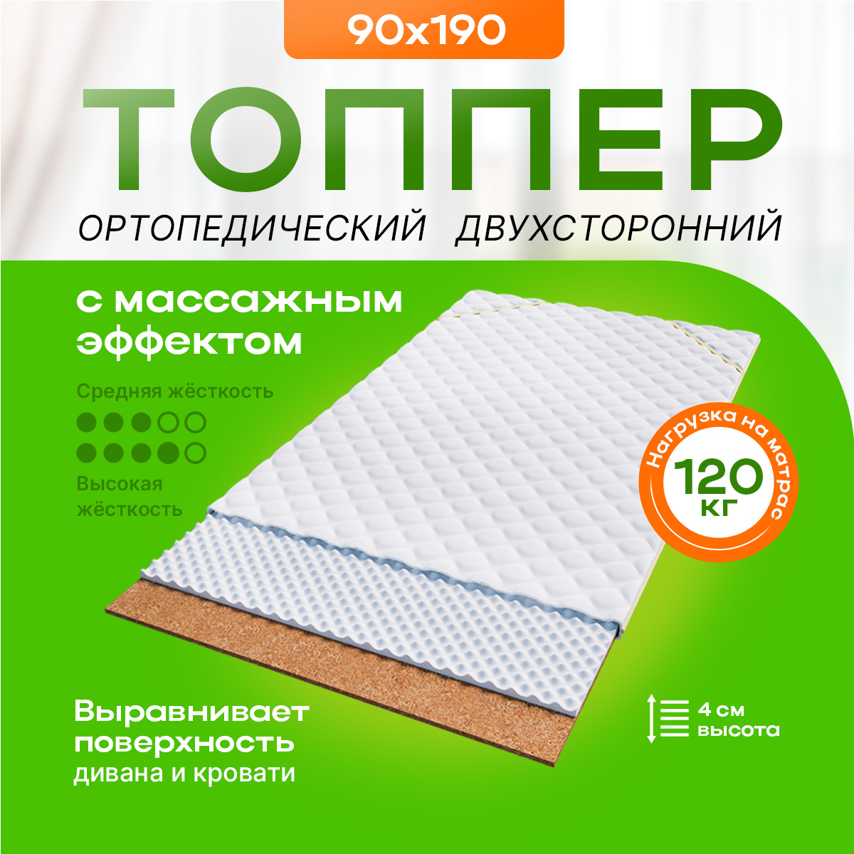 Топпер с наполнителем Ecomfort Йога 90х190х4см