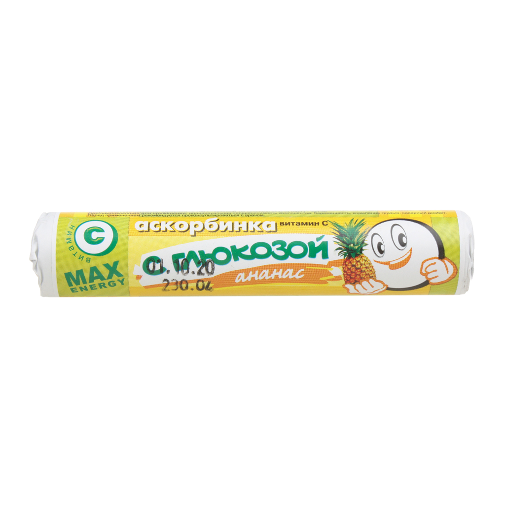 

Аскорбинка Вит С плюс глюкоза ананас таблетки 14 шт.