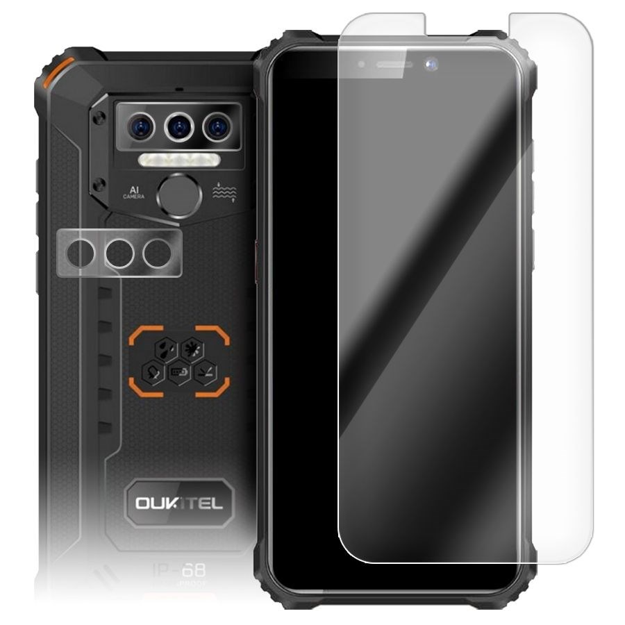 

Стекло защитное гибридное Krutoff для Oukitel WP5 Pro + камера (2 шт.)