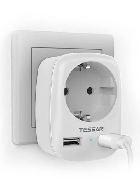 фото Сетевой фильтр tessan ts-611-de 1 socket white