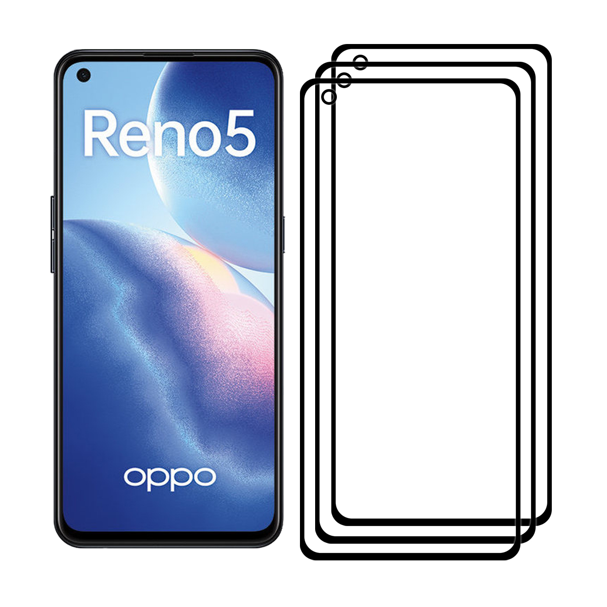

Комплект из 3х стекол Krutoff гибрид для Oppo Reno 5/5 Lite черное