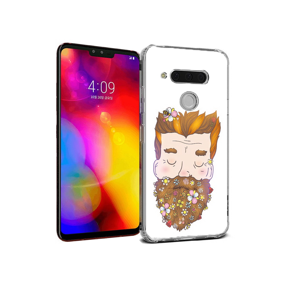 

Чехол MyPads Tocco для LG V40 ThinQ мужчина с цветами в бороде (PT121590.74.489), Прозрачный, Tocco