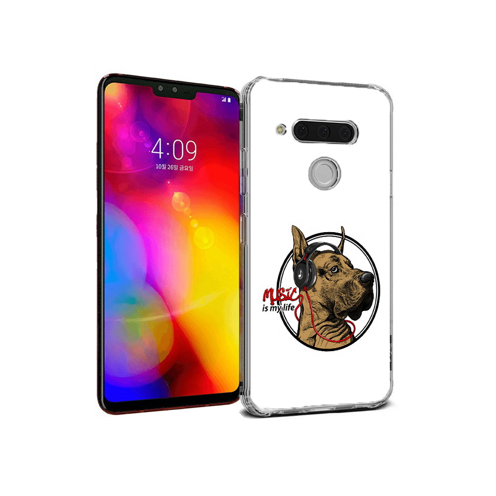 

Чехол MyPads Tocco для LG V40 ThinQ музыкальная собака (PT121590.74.490), Прозрачный, Tocco