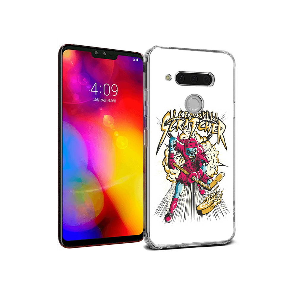 

Чехол MyPads Tocco для LG V40 ThinQ нарисованный скелет хоккеист (PT121590.74.514), Прозрачный, Tocco